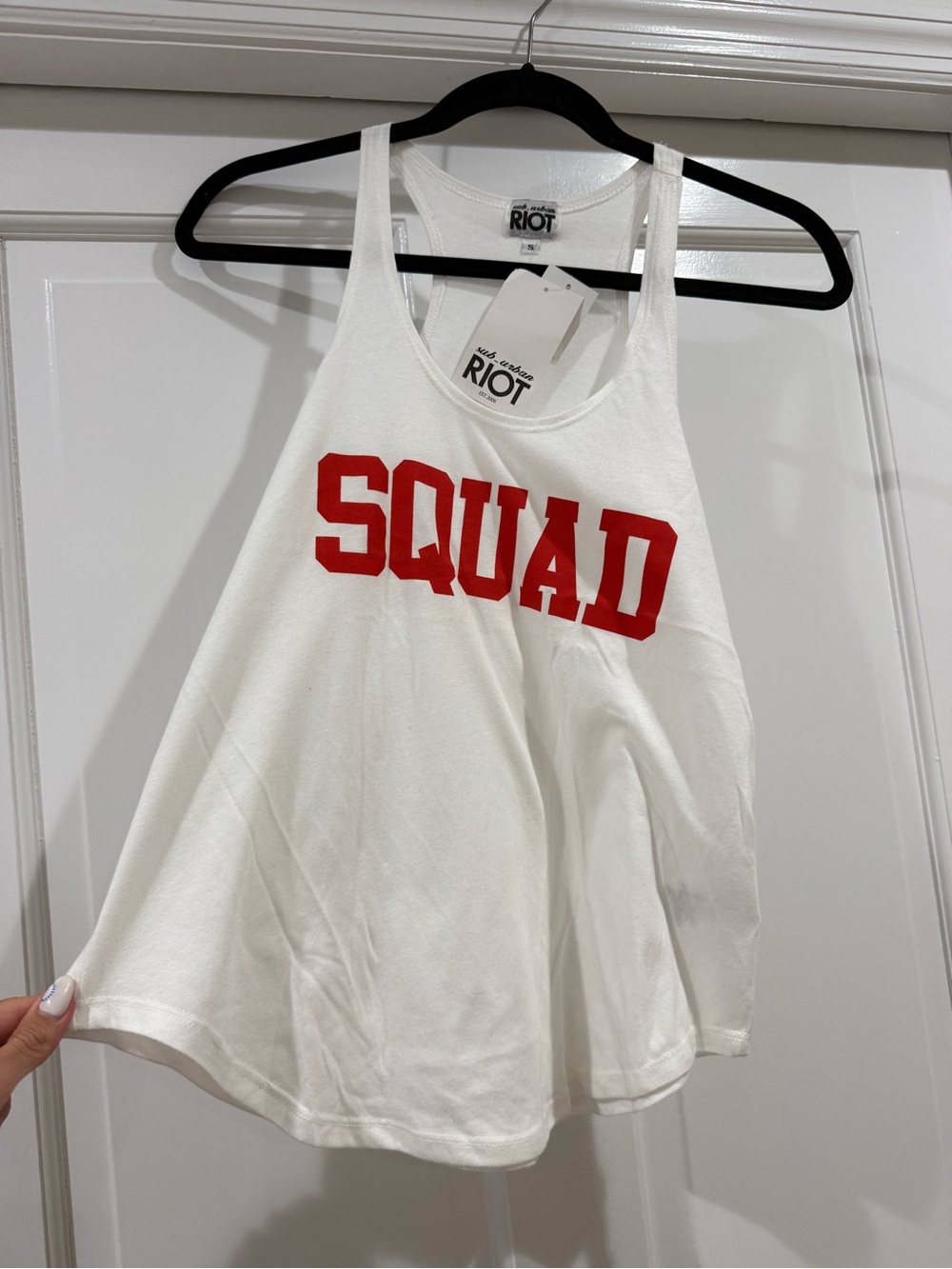 Sub_Urban Riot White Tank Top with Red "SQUAD" Graphic